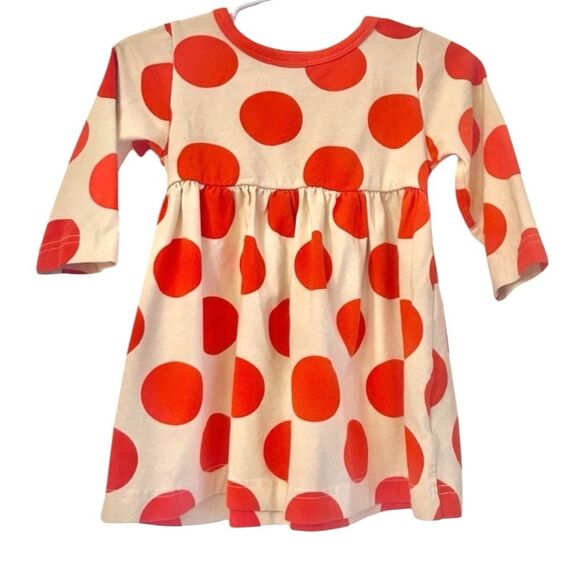 Kelly’s Kids Girls Orange and Cream Polka Dot Dress  12M - Picture 2 of 6